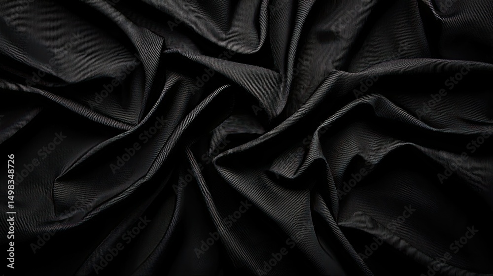 Obraz premium Dark Drapery: Abstract Texture of Black Fabric