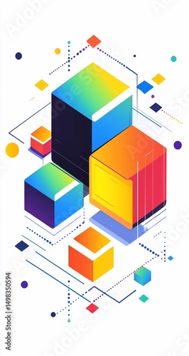 Colorful Cubes Abstract Design.