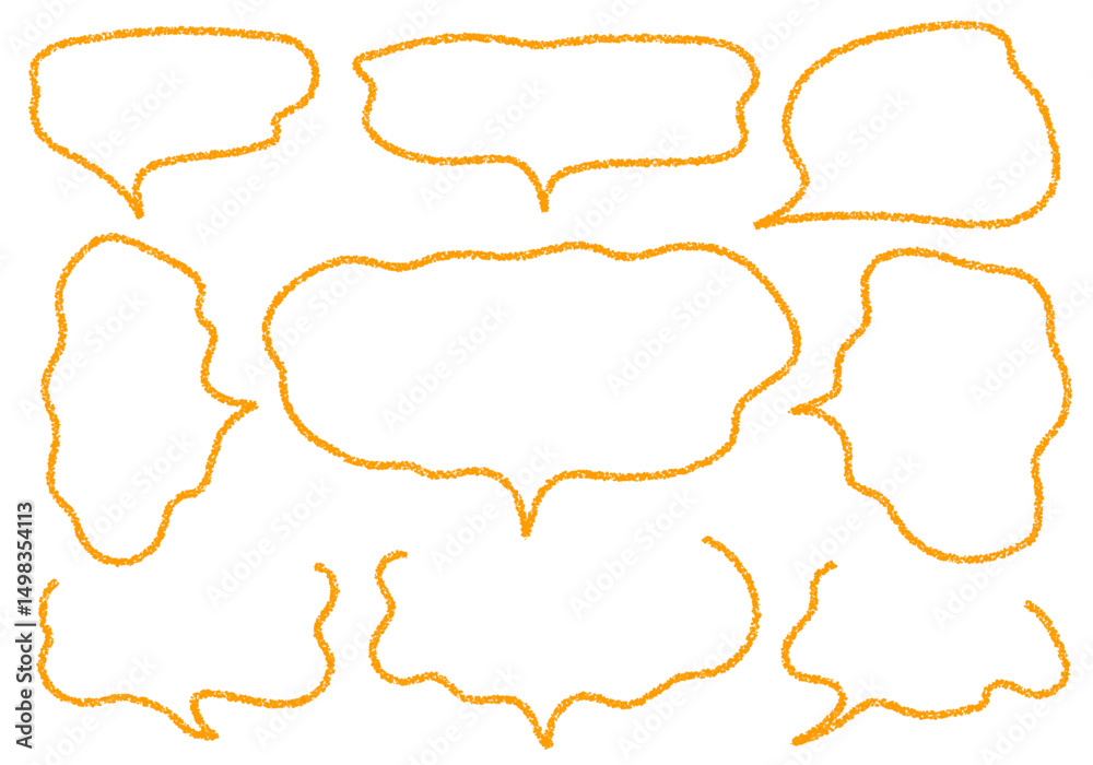 Fototapeta premium クレヨン素材 手描きのふきだしセット