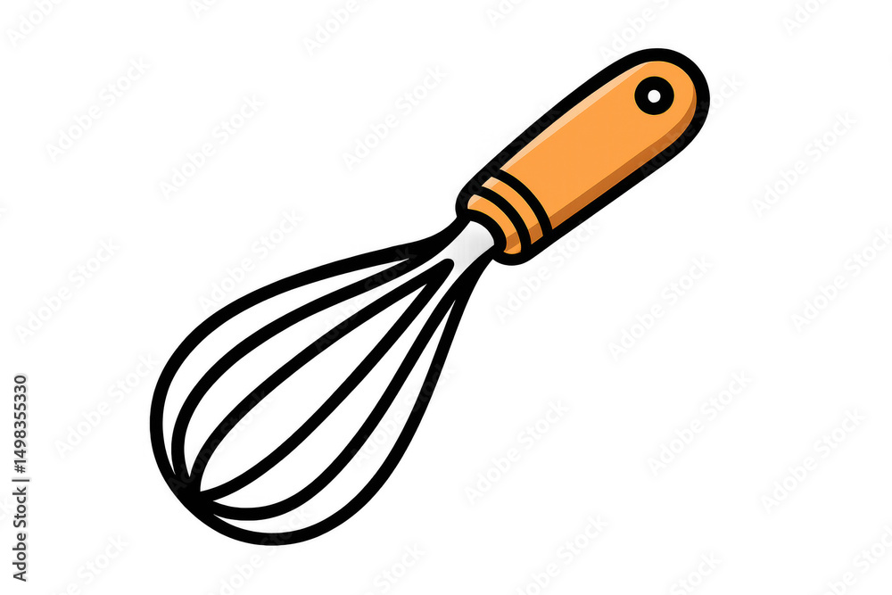 Obraz premium Simple whisk with orange handle on a transparent background, ideal for mixing ingredients while cooking