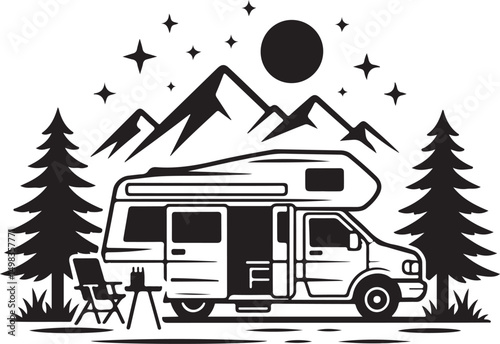 Tent Under Stars Camping Silhouette

Campfire by the Lake Vector Scene

Hiker Resting at Campsite Design

Family Camping Adventure Silhouette

Mountain Forest Camping Night Vector