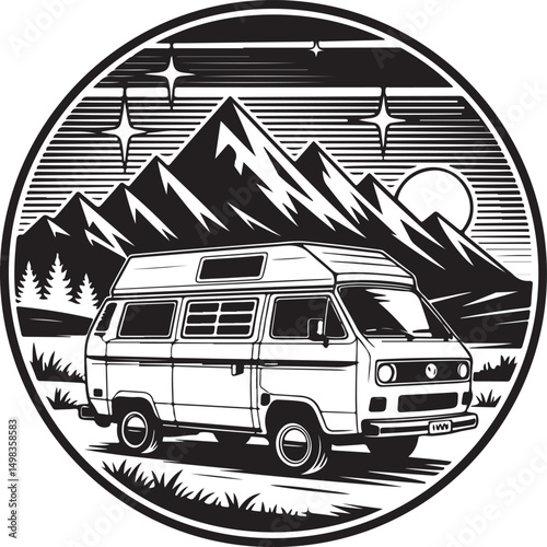 Tent Under Stars Camping Silhouette

Campfire by the Lake Vector Scene

Hiker Resting at Campsite Design

Family Camping Adventure Silhouette

Mountain Forest Camping Night Vector