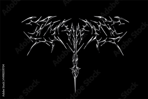 Neo tribal shape with mirrored, and a central spear motif. ideal for metal band aesthetics and extreme streetwear