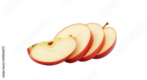 Four apple slices arranged in a radial pattern with transparent background