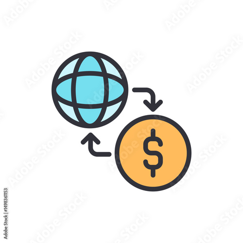 Global Currency Exchange Symbolizing International Finance And Transactions