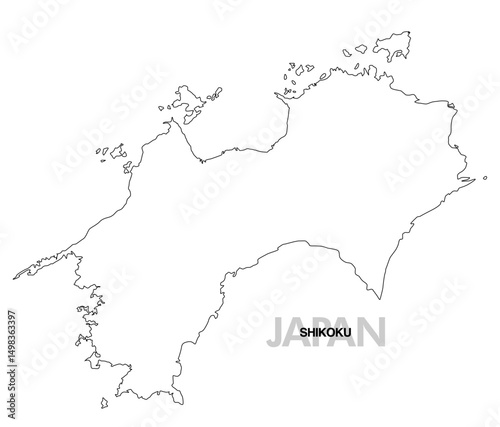 四国の白地図 県境無し