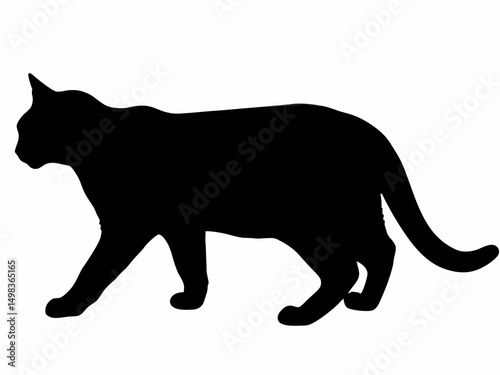Black cat silhouette vector image of walking feline pet domestic animal art