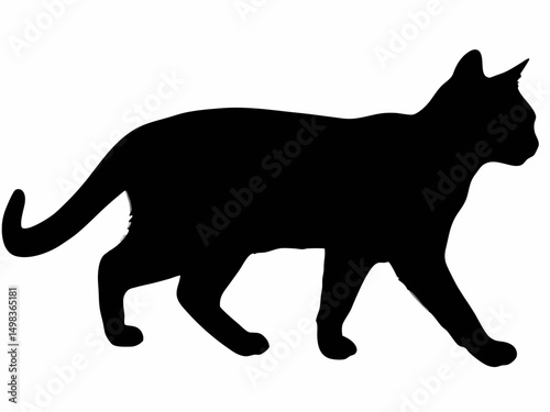 Black cat silhouette vector image of walking feline pet domestic animal art