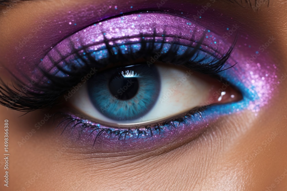 Obraz premium Glitter purple eye makeup.