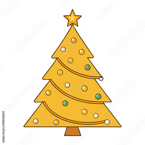 A golden-film Christmas tree glows with shimmering gold ribbons and sparkling lights, blending festive warmth with cinematic glamour for a magical holiday centerpiece.
