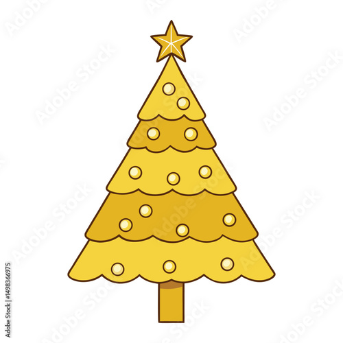 A golden-film Christmas tree glows with shimmering gold ribbons and sparkling lights, blending festive warmth with cinematic glamour for a magical holiday centerpiece.
