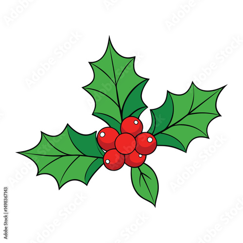 A festive holly branch with red berries, symbolizing Christmas cheer, protection, and good fortune. Its bright colors bring seasonal warmth and tradition.
