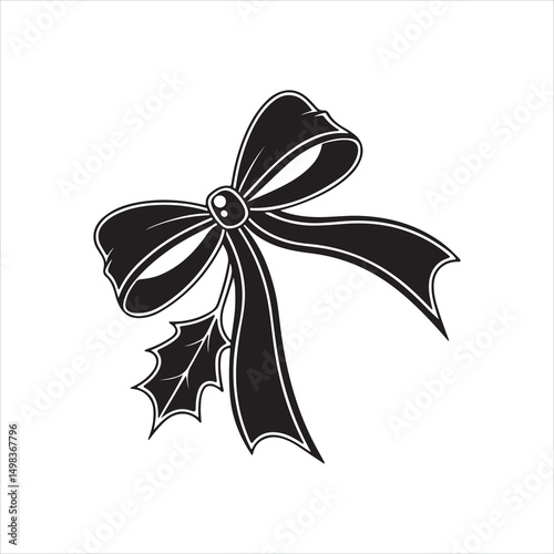 Elegant Black Ribbon Bow Silhouette