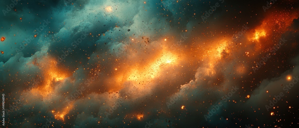 Fototapeta premium 宇宙空間の炎と暗黒の雲