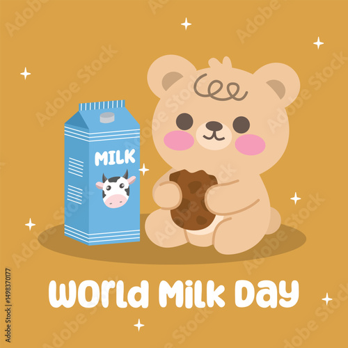 World milk day vector design for world milk day celebration. Suitable for flat design graphic illustration, background, template, social media, poster, flyer design, etc