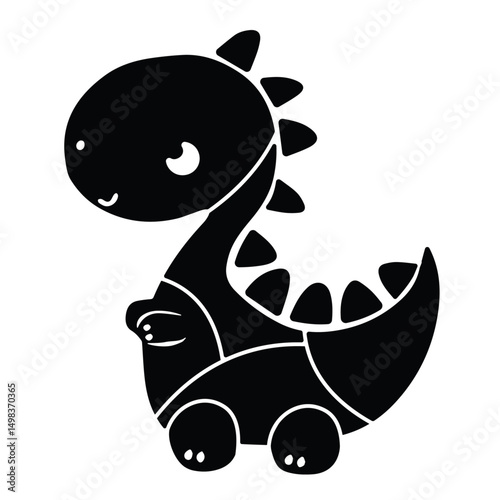 Cute Dinosaur Cut-Out Illustration