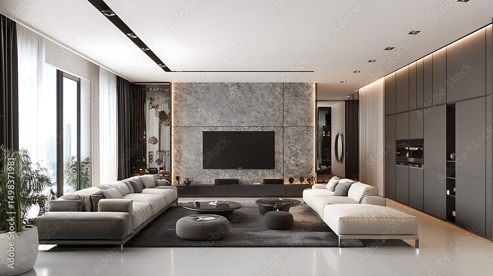 Fototapeta premium Luxurious Modern Living Room with Elegant Furnishings