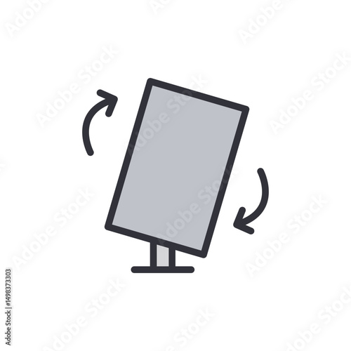 Rotating Display Screen With Curved Arrows Demonstrating Movement