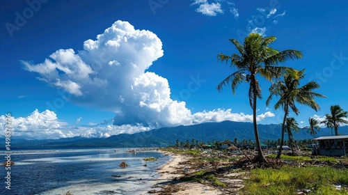 Tropical Paradise After the Storm: Resilient Coastline Under a Vivid Sky