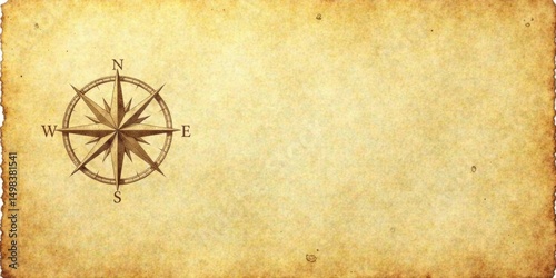 Aged Parchment Background Featuring a Detailed Nautical Compass Rose for Design Projects