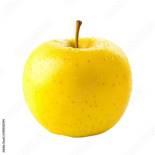 Golden yellow apple isolated on transparent background