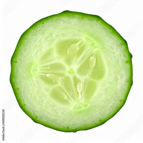 Cucumber slices isolated on white background with full depth of field for food, spa or beauty concept