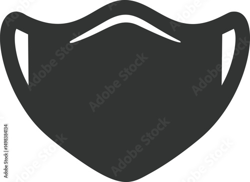 Black silhouette of a protective face mask symbol in vector style. Vector illustration