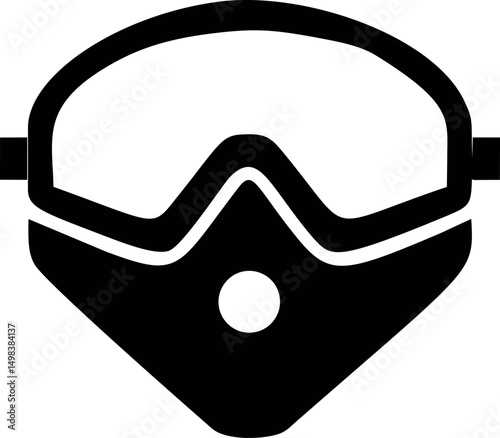 Black silhouette of a scuba diving mask with snorkel attachment icon. Vector illustration