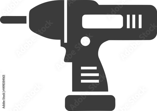 Black silhouette of a cordless drill in a simple minimalistic style illustration. Vector illustration