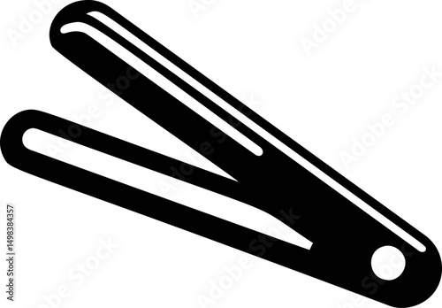 Black silhouette of a hair straightener icon on white background. Vector illustration