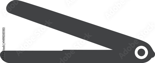 Black and white hair straightener icon on white background, minimalist design. Vector illustration