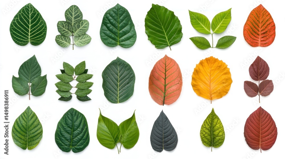 Obraz premium Collection of Vibrant Leaves: A Diverse Array of Foliage