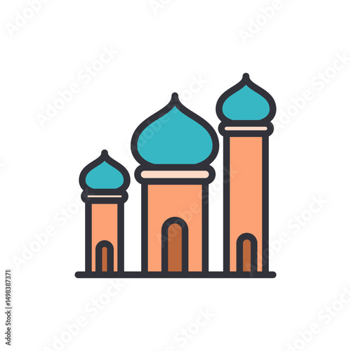 Colorful Mosque Icon Illustrating Islamic Architecture And Cultural Heritage
