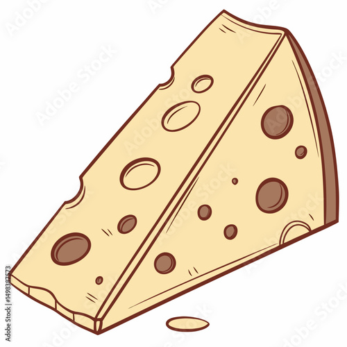 Wedge of swiss cheese cartoon illustration
