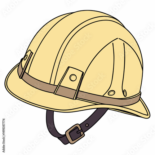 Vintage yellow mining helmet safety gear illustration