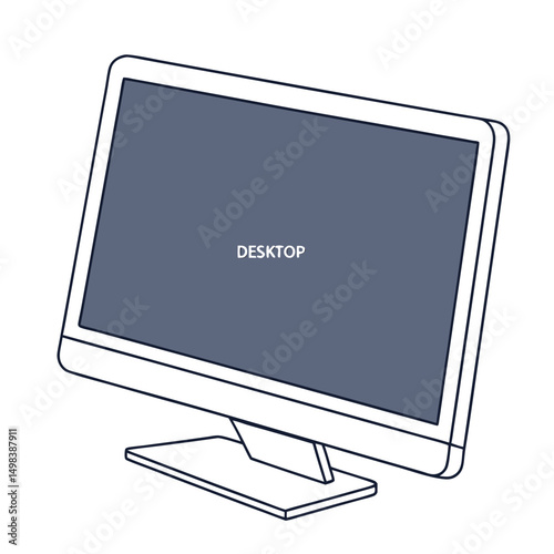 Modern simple desktop computer monitor icon illustration