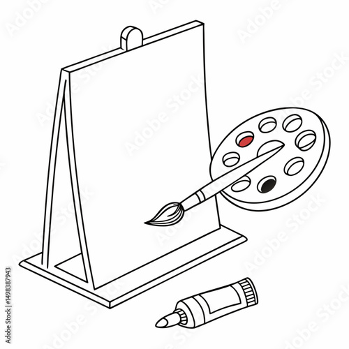 Professional artist easel paint palette brush tube