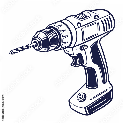 Professional cordless drill illustration transparent background