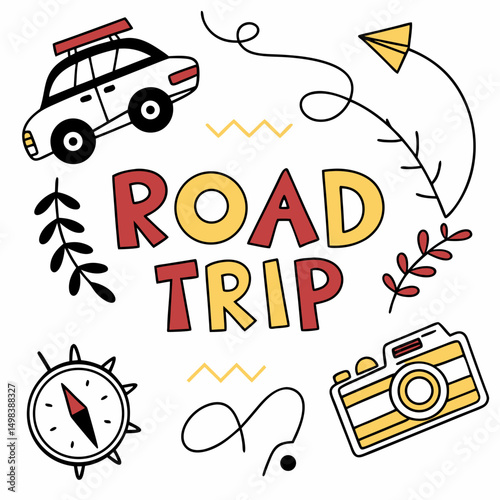 Fun road trip adventure travel illustration design