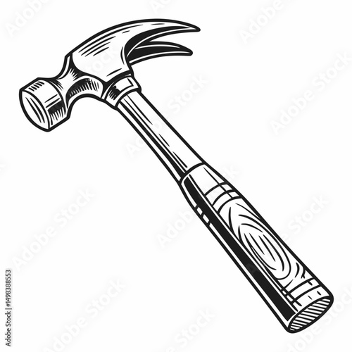 Classic claw hammer wood handle tool construction diy