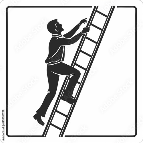 Man climbing ladder success achievement goal