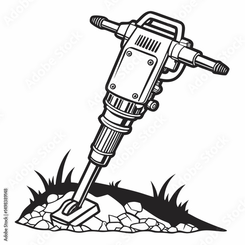 Professional jackhammer illustration isolated on white