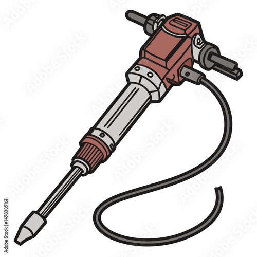 Professional isolated pneumatic jackhammer tool illustration
