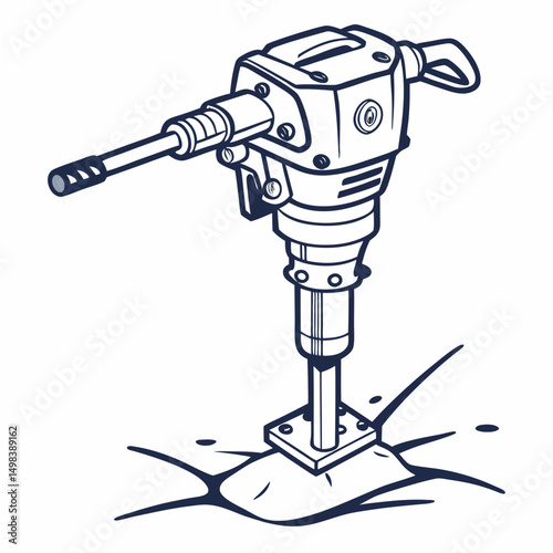 Professional jackhammer illustration isolated on white