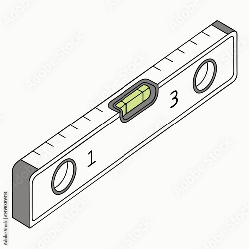 Professional isometric level tool illustration transparent background