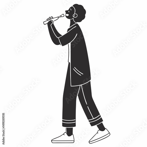 Person using electric toothbrush oral hygiene