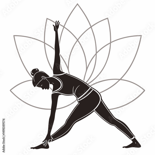 Yoga woman silhouette lotus pose transparent background