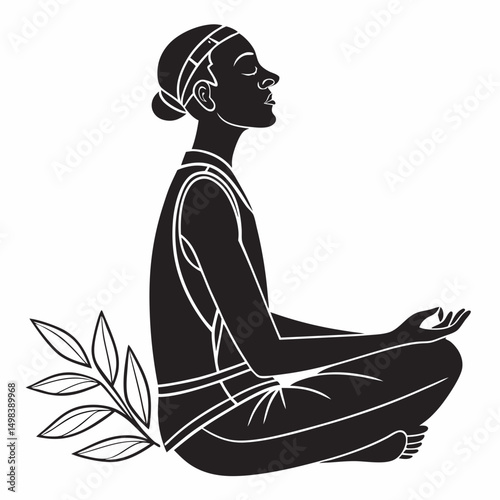 Woman meditating yoga pose peaceful serenity