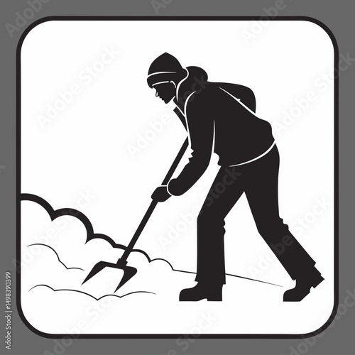 Person shoveling snow winter cleanup cold weather