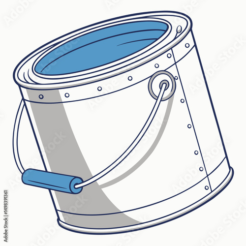 Empty metal paint bucket with handle cartoon illustration